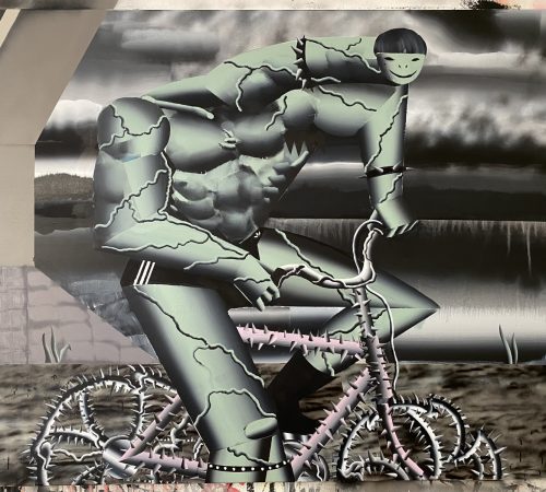 Jan-Batorek_07_2023-Na-prazdninach-u-babky-On-vacation-at-grandmas-140x180-acrylic-and-spray-on-canvas