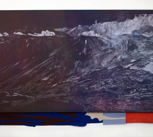 Zofia-Dubova_04_Cesta-na-Tilicho-lake-250-x-160cm-akryl-rudka-suchy-pastel-vysivka-na-platne-vlna-2023-kopia