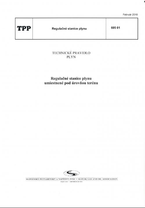 TPP 605 01 - Regulačné stanice plynu umiestnené pod úrovňou terénu