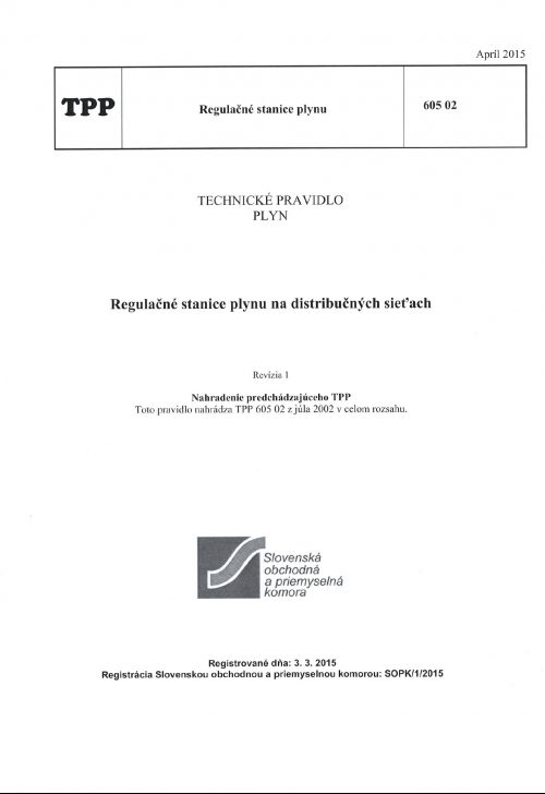 TPP 605 02 - Regulačné stanice plynu na distribučných sieťach