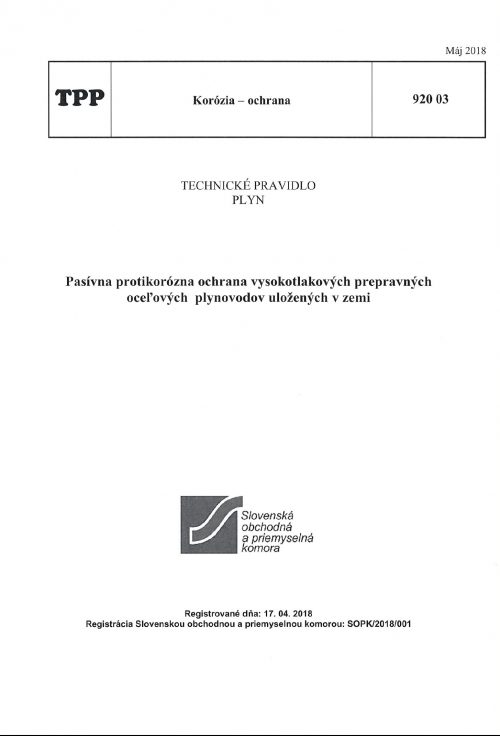 TPP 920 03 - Pasívna protikorózna ochrana vysokotlakových prepravných oceľových plynovodov uložených v zemi