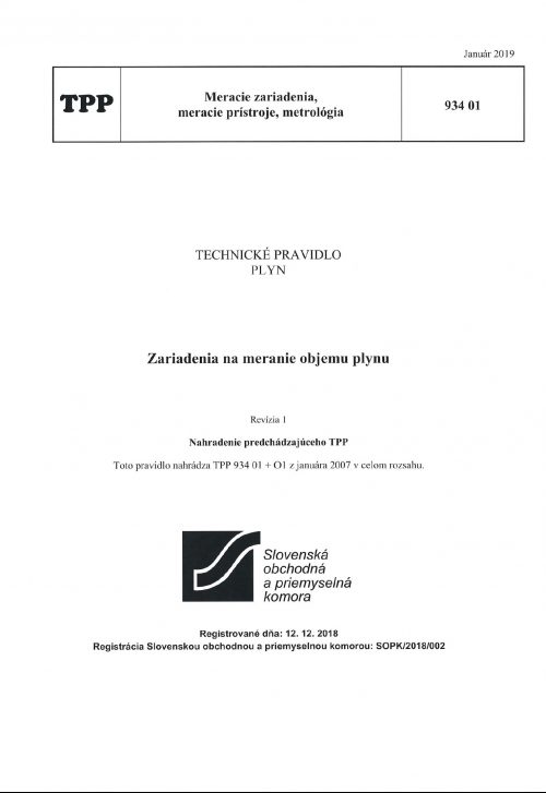 TPP 934 01 - Zariadenia na meranie objemu plynu