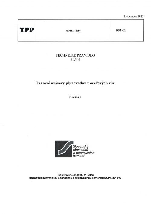 TPP 935 01 - Trasové uzávery plynovodov z oceľových rúr
