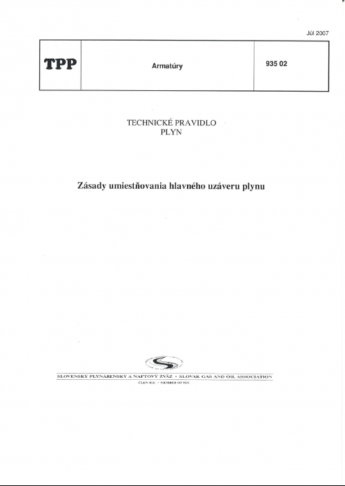 TPP 935 02 - Zásady umiestňovania hlavného uzáveru plynu